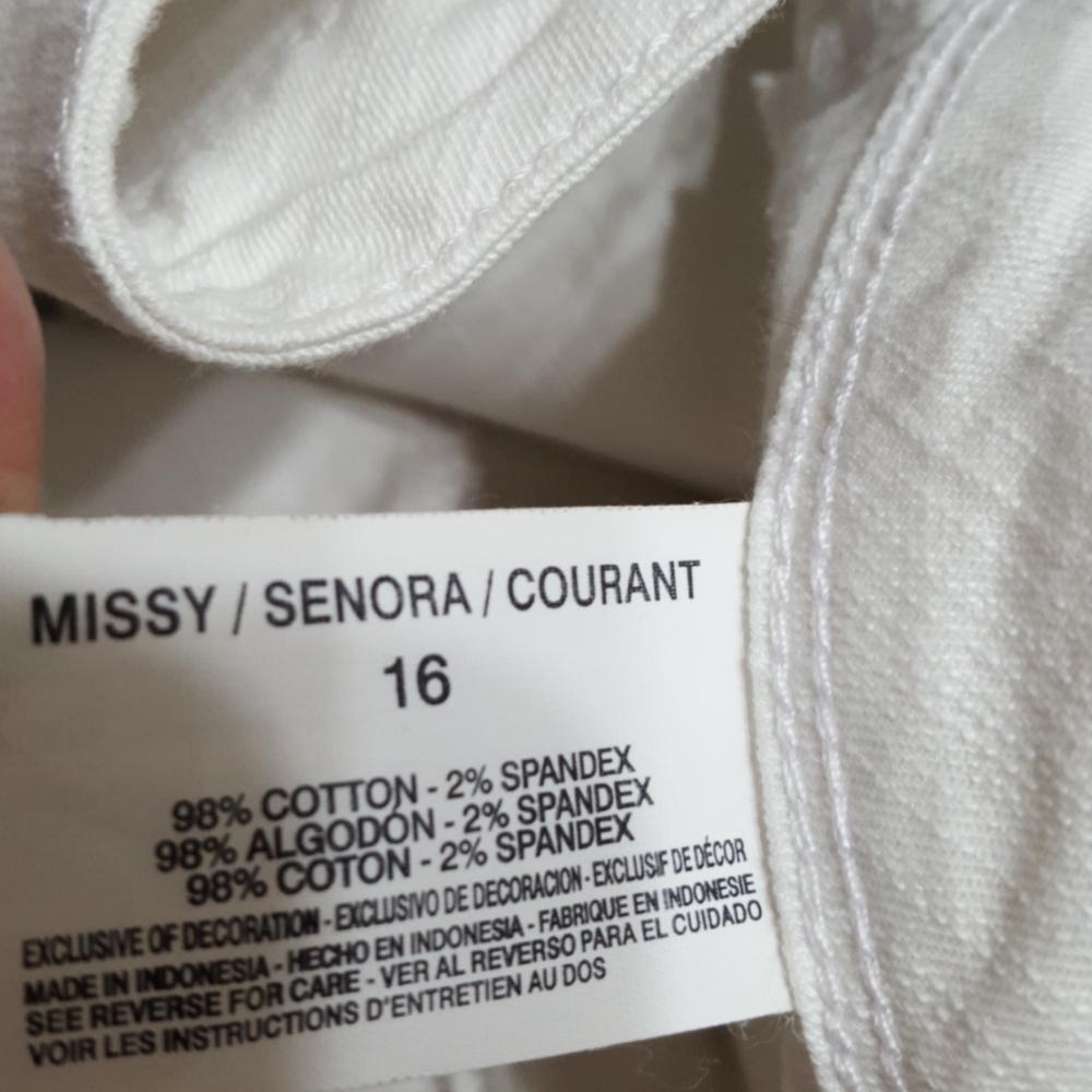 Gloria Vanderbilt white stretch denim jeans skimmer capri embroidery Sz 16 EUC… - Picture 7 of 8